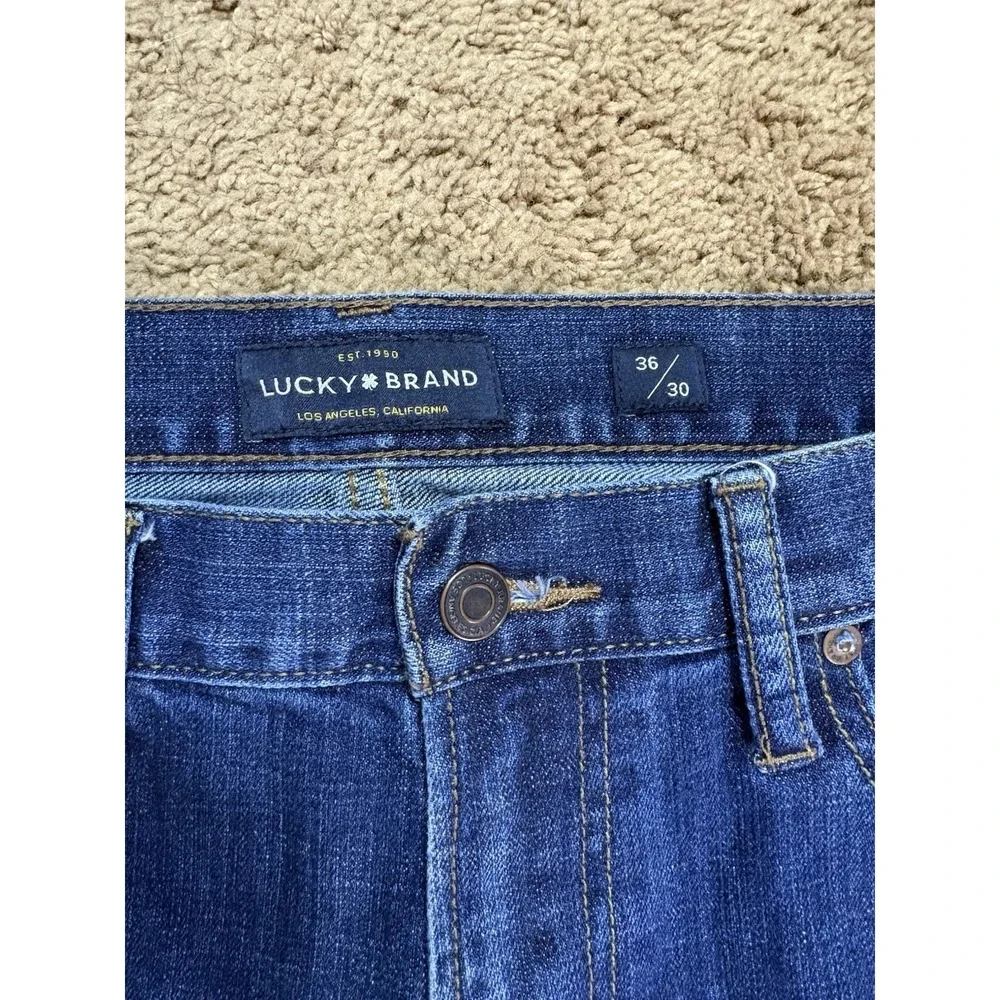 Lucky Brand 121 Slim Jeans Men 36/30 Blue Straight Leg Mid Rise Stretch Preppy